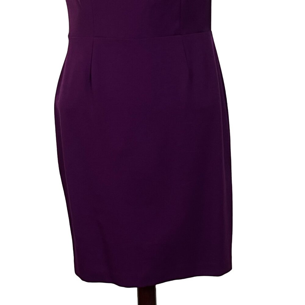 Jones NY Plum Purple Sleeveless Dress Pleated Ruche Accent Neck Size 10 - Picture 7 of 13